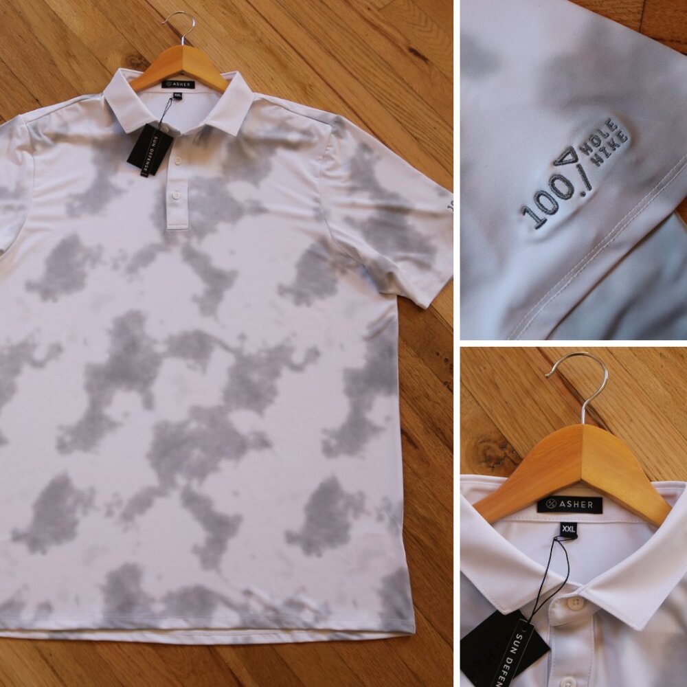 ASHER Performance Golf Polo Men's 2XL XXL DYE'D SOLSTICE Gray Golf Polo Shirt